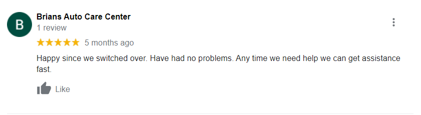 A white background with the words " have had no problems. Any time."