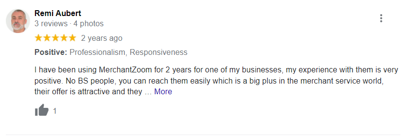 A google review for a business