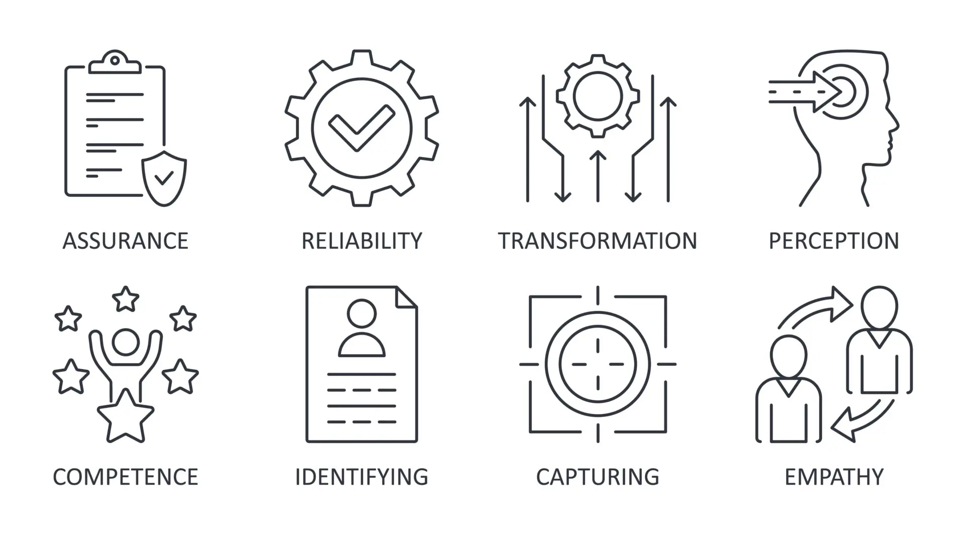 A series of four icons with different types of business processes.
