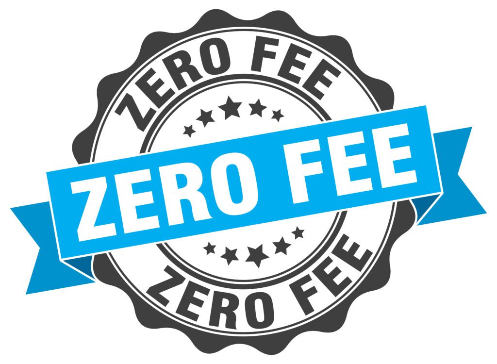 A stamp that says zero fee and has the word " zero fee ".